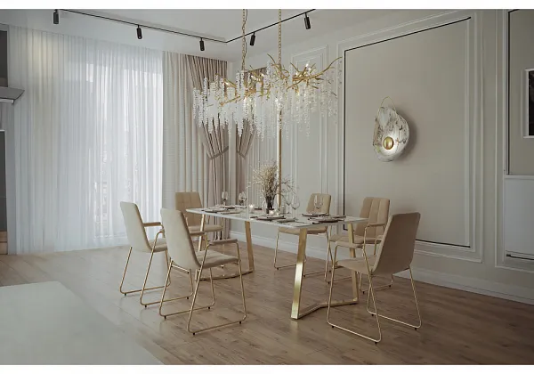Стул на металлокаркасе Lana beige / gold фото 2