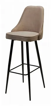 Барный стул NEPAL-BAR БЕЖЕВЫЙ #5, велюр/ черный каркас (H=78cm)