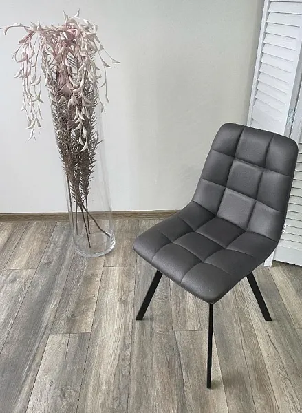 Стул CHILLI SQUARE HK017-11 темно-серый, PU/ черный каркас фото 5