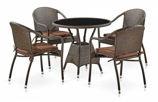 Комплект плетеной мебели T707ANS/Y480A-W53 Brown 4Pcs