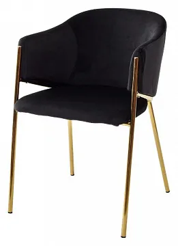 Стул DILL BLUVEL-19 BLACK, велюр/ золотой каркас