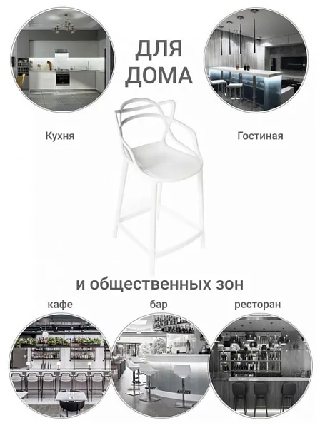 Стул полубарный Masters белый фото 7