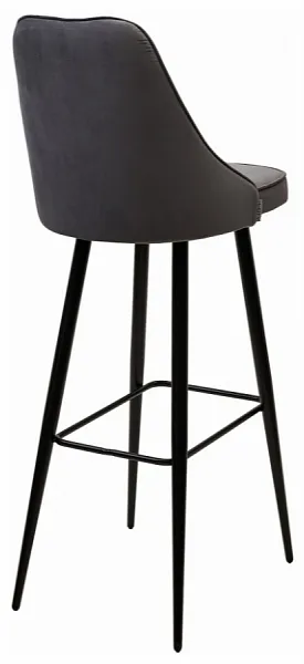 Барный стул NEPAL-BAR СЕРЫЙ #27, велюр/ черный каркас (H=78cm) фото 3