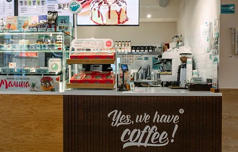 Барная стойка для кафе-пекарни Cinnabon на Сенной площади в Санкт-Петербурге