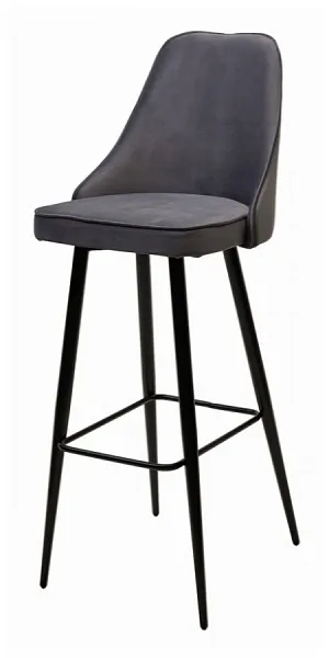 Барный стул NEPAL-BAR СЕРЫЙ #27, велюр/ черный каркас (H=78cm)