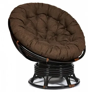 Кресло-качалка ",PAPASAN", w 23/01 B / с подушкой / Antique brown (античный черно-коричневый), ткань Коричневый, 3М7-147