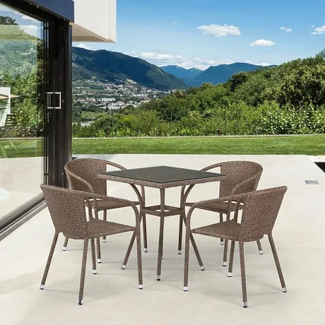 Комплект плетеной мебели T282BNT/Y137C-W56 Light Brown 4Pcs фото 3