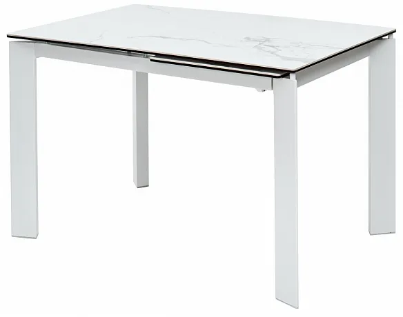 Стол CORNER 120 MATTE STATUARIO Белый мрамор матовый керамика, стекло/ белый каркас, ®DISAUR