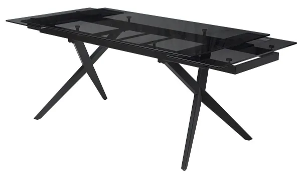 Стол ADRIA 160 SMOKED BLACK GLASS Дымчато-черное стелко/ черный каркас, ®DISAUR фото 5