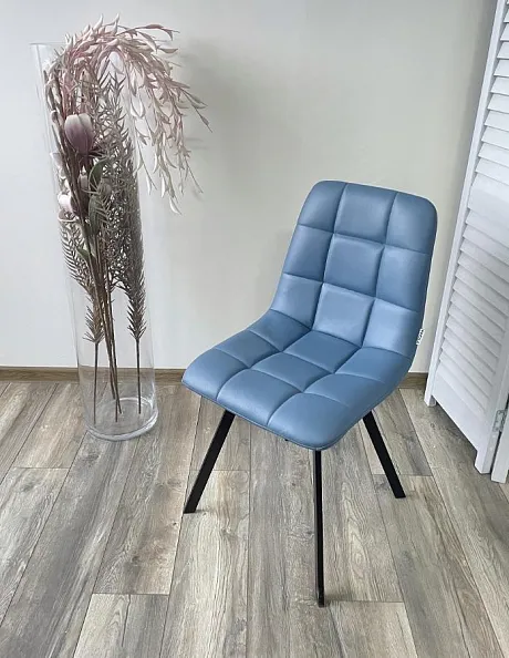 Стул CHILLI SQUARE HK017-17 глубокий голубой, PU/ черный каркас фото 5