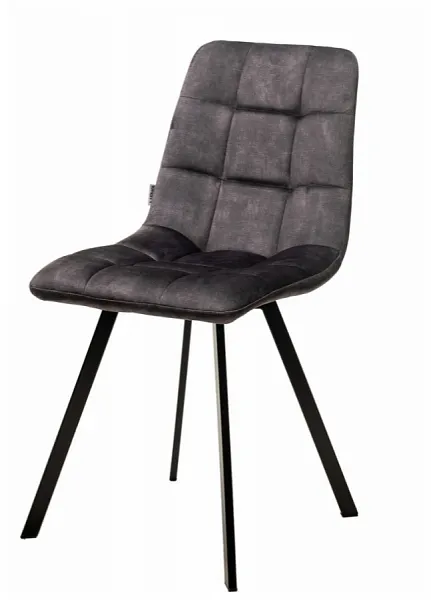 Стул CHILLI SQUARE VT5001-3 античный серый, велюр без "пальчиковый"/ черный каркас