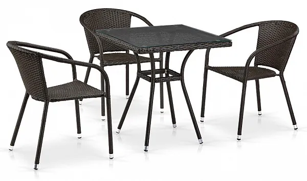 Комплект плетеной мебели T282BNT/Y137C-W53 Brown 3Pcs