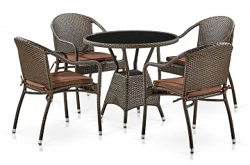 Комплект плетеной мебели T707ANS/Y480A-W53 Brown 4Pcs