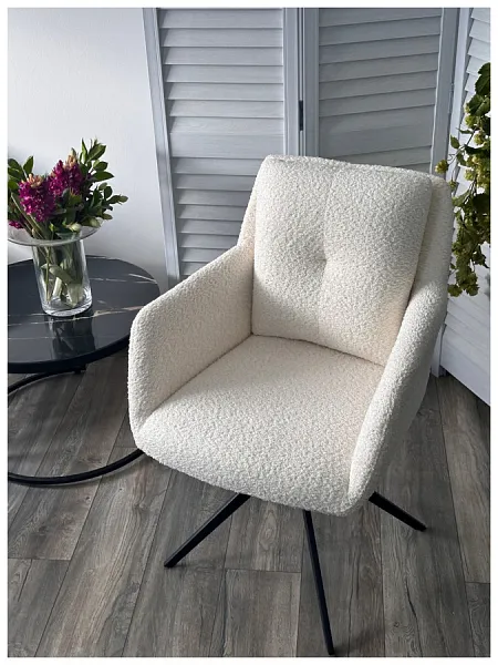 Стул MEADOW 360 градусов поворот Белый XD841-01, букле фото 6