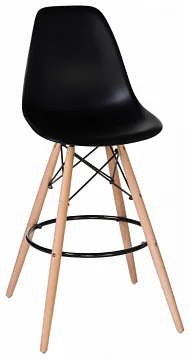 Стул барный DSW BAR ножки светлый бук, цвет сиденья чёрный B-03