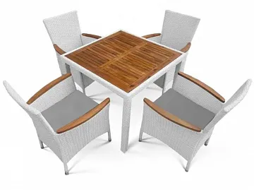 Комплект плетеной мебели AFM-440A 90x90 White (4+1)