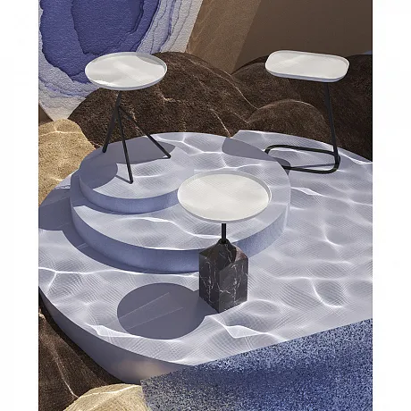 Столик приставной Sustainable Collection, D38 см, серо-голубой/черный фото 9