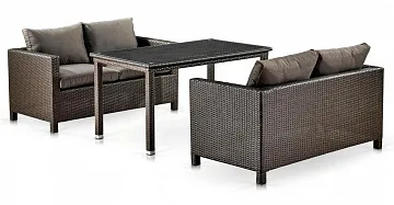 Обеденный комплект плетеной мебели с диванами T256A/S59A-W53 Brown