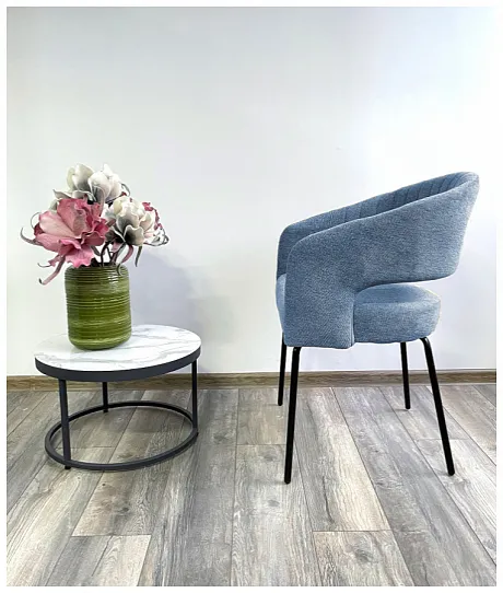 Стул SNUG WZ2042-16 бледно-васильковый, фактурный велюр / черный каркас, M-City фото 3