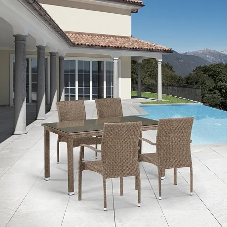 Комплект плетеной мебели T256B/Y379B-W56 Light brown 4Pcs фото 2