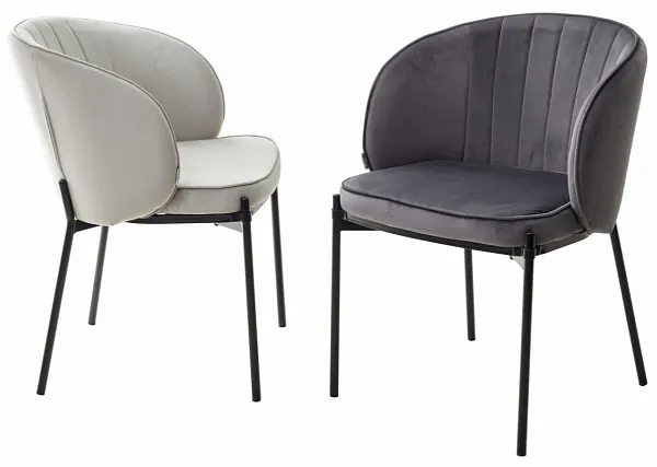 Стул DIANA BLUVEL-03 LIGHT GREY, велюр/ черный каркас фото 3
