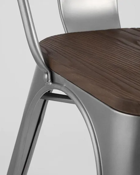 Стул TOLIX WOOD серебристый матовый фото 6