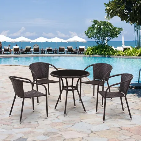 Комплект плетеной мебели T282ANS/Y137C-W53 Brown 4Pcs фото 2
