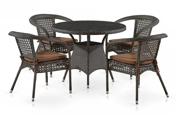 Комплект плетеной мебели Лион-1A T220CT/Y32-W53 Brown 4Pcs (4+1)