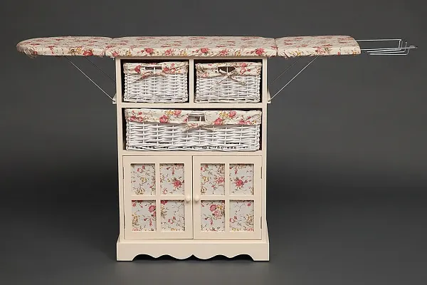Гладильный комод с 3-я корзинами Secret De Maison CAMPANARD ( mod. PE-03 ) paulownia, мдф, 64x35x83см, butter white (слоновая кость), ткань -розочки фото 4