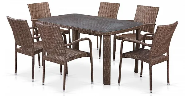 Комплект плетеной мебели T51A/Y376-W773-150x85 6Pcs Brown