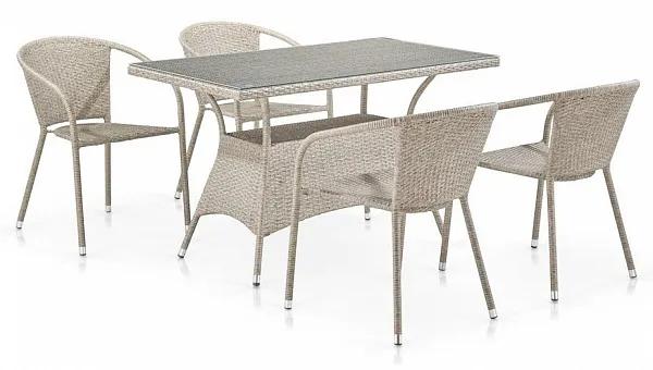 Комплект плетеной мебели T198D/Y137C-W85 Latte (4+1)