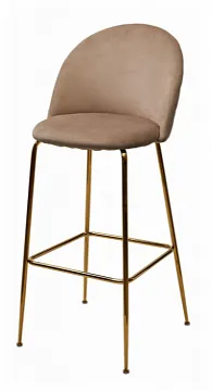Барный стул GLADE BLUVEL-40 бежевый, велюр / золотой каркас