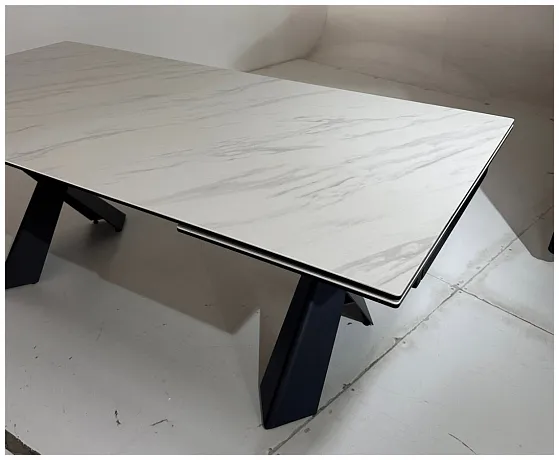 Стол ORISTANO 200 MARBLES KL-99 Белый мрамор матовый, итальянская керамика/ черный каркас, ®DISAUR фото 5