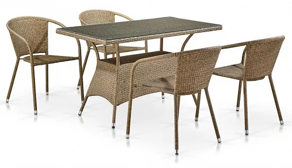 Комплект мебели из иск. ротанга T198D/Y137C-W56 Light Brown (4+1)