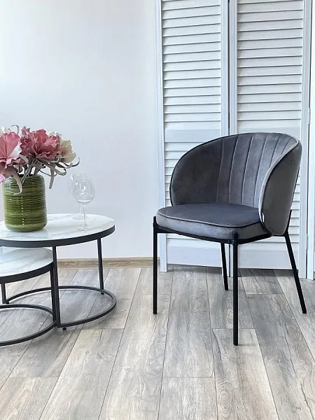 Стул DIANA BLUVEL-14 GREY, велюр / черный каркас фото 3