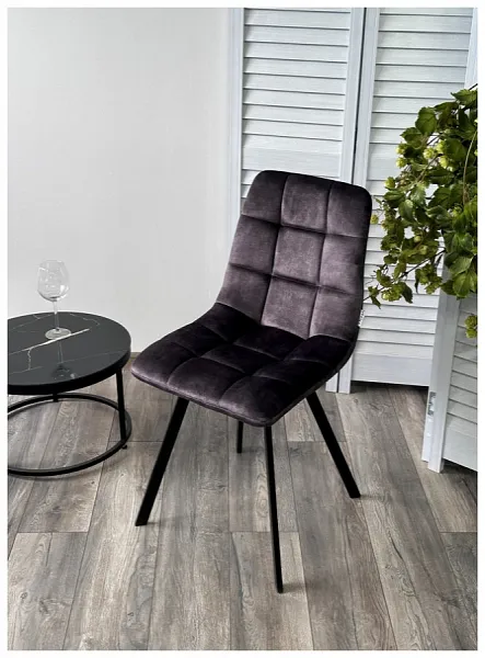 Стул CHILLI SQUARE VT5001-3 античный серый, велюр без "пальчиковый"/ черный каркас фото 3