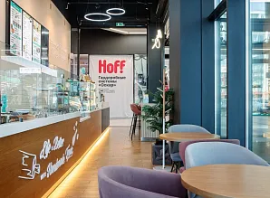 Барная стойка и мебель для кафе пекарни Cinnabon в ТРК «НЕБО» Мурино Фото 4