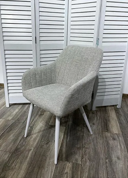 Стул BRANDY WZ2042-19 галечный серый фактурный велюр/ белый каркас фото 4