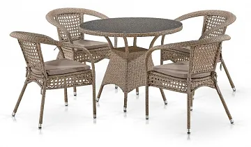 Комплект плетеной мебели Лион-1B T220CT/Y32-W56 Light brown 4Pcs