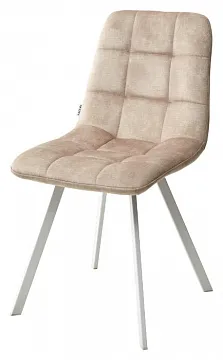 Стул CHILLI SQUARE PK6015-10(VBP210) античный бежевый, велюр/ белый каркас