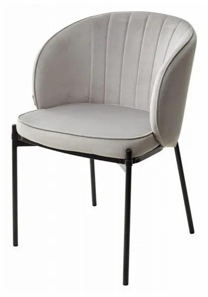 Стул DIANA BLUVEL-03 LIGHT GREY, велюр/ черный каркас