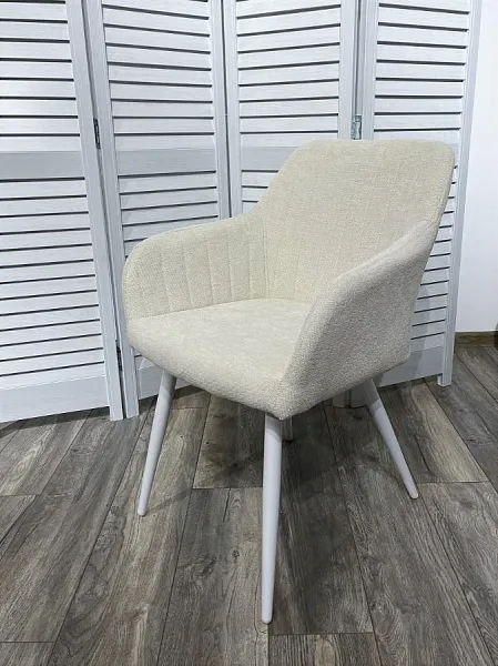 Стул BRANDY WZ2042-01 молочный фактурный велюр / белый каркас фото 6