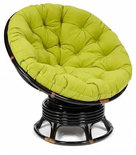 Кресло-качалка ",PAPASAN", w 23/01 B / с подушкой / Antique brown (античный черно-коричневый), флок Олива, 23