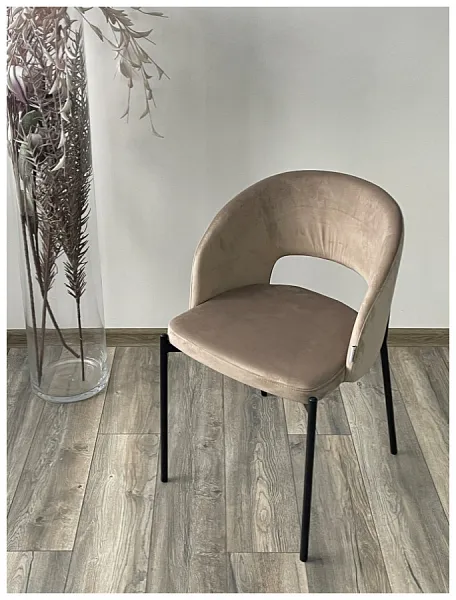 Стул AGNES BLUVEL-40 бежевый, черный каркас фото 2