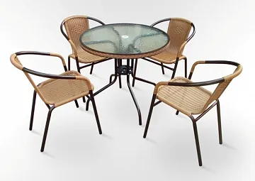 Комплект мебели Николь-1LB TLH-037С-TLH080RR-D80 Light Beige (4+1)