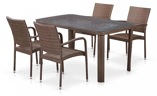 Комплект плетеной мебели T51A/Y376-W773-150x85 4Pcs Brown