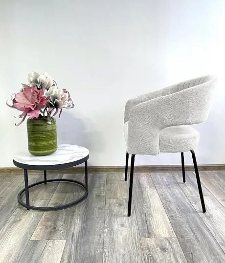 Стул SNUG WZ2042-18 белая галька, фактурный велюр / черный каркас фото 3