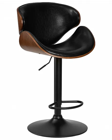 Стул барный KARTER BLACK (коричневый орех дерево (BWW), черный PU) фото 2
