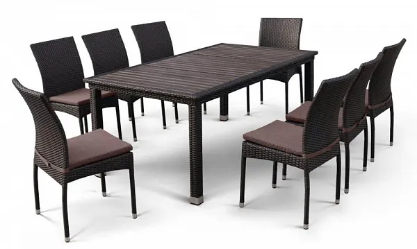 Комплект плетеной мебели T347/Y380A-W53 Brown (8+1)