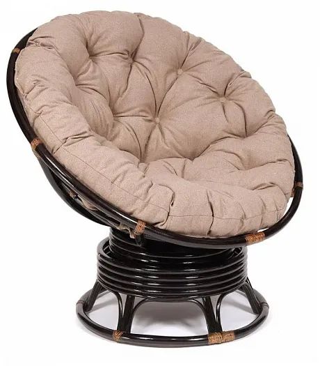 Кресло-качалка ",PAPASAN", w 23/01 B / с подушкой / Antique brown (античный черно-коричневый), экошерсть Коричневый, 1811-5